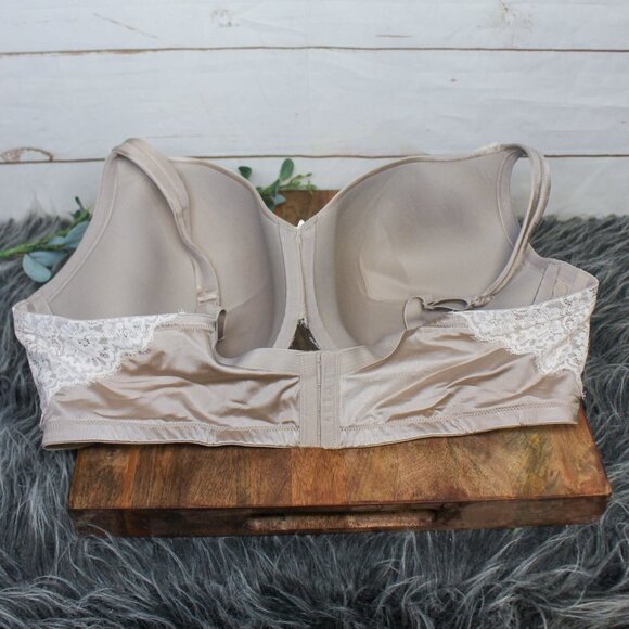 Cacique Smooth Lightly Lined Full Coverage Bra Eyelash Lace Nude 46DD Plus - Picture 9 of 12